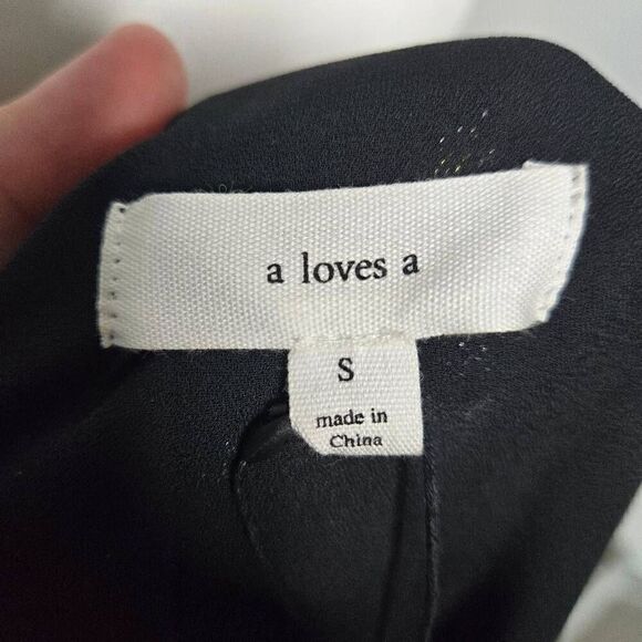 A loves A Silk Metallic Gold Black Long Sleeve Babydoll Layered Dress Size Small - Picture 11 of 12